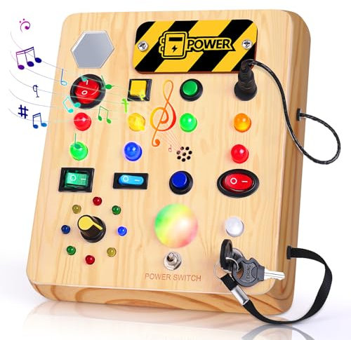 Norbee Montessori Activity Board Busy Board 1-3 Jahre mit Musik & LED, Montessori Spielzeug ab 1 Jahr, Baby Montessori Busy Board Activity Board Geschenkideen zum Geburtstag