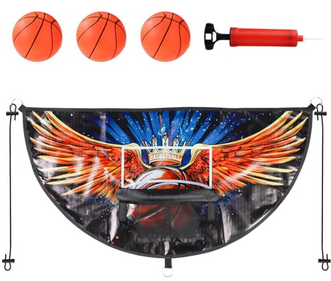Lyreh Trampolin-Basketballkorb-Set mit 3stk Mini-Basketbällen, Basketballkorb-Zubehör Trampolin-Basketballkorb Trampolin-Basketballkorb-Aufsatz für Kinder und Erwachsene Drinnen und Draußen