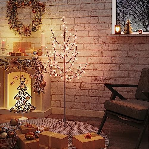 Arbre à LED en fleur de cerisier blanc chaud 84 LED 120 cm