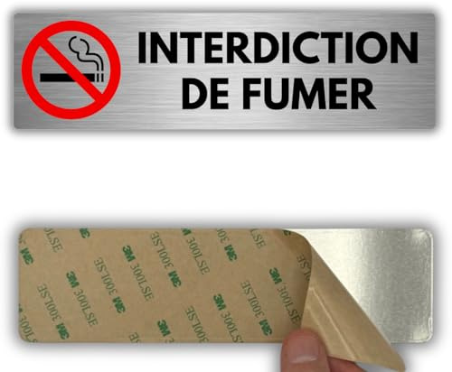 LEIASA | Panneau Interdit de Fumer - 5x18 cm - Aluminium - Local Non Fumeur | Autocollant Stop Cigarette, Plaque Zone Sans Fumée, Signal Défense de Fumer, Sticker Air Pur, Pancarte Anti Tabagisme