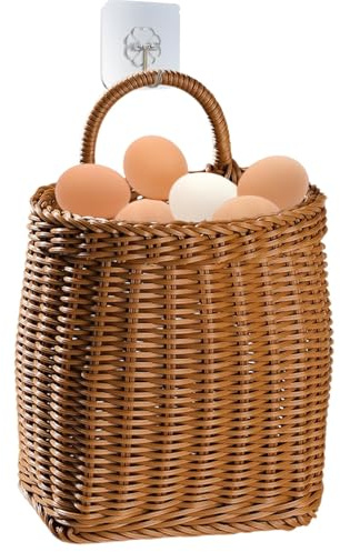 Cesta de pared - Cesta de pared colgante | Canasta de almacenamiento de mimbre | Cestas de pared tejidas | Cestas de ratán tejidas para la puerta principal y la cocina | Organizador de colgantes hecho