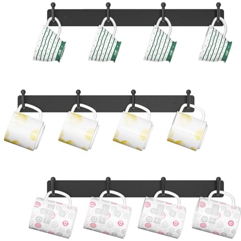 EsLuker.ly Tassenhalter Tassenständer Wand, 3er-Set Tassenregal Tassen Aufhanger Regal für die Wand, Kaffeetassen Regal, Tssenhalter Aufhängen, Platzsparendes Kaffeebar Zubehör, Ideal für Küchen