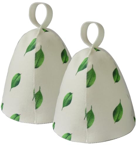 Sauna Hat 2 PPCS resistente al calor de lana transpirable Capa de sauna plegable Banya Hat árbol Patrón de hoja para mujeres Herramientas personales