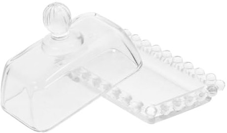 VINTORKY Plato De Dulces Mini Transparente Con De Perla Plato De Pasteles De Vidrio Mantequera Con Tapa Mantequera De Vidrio Transparente