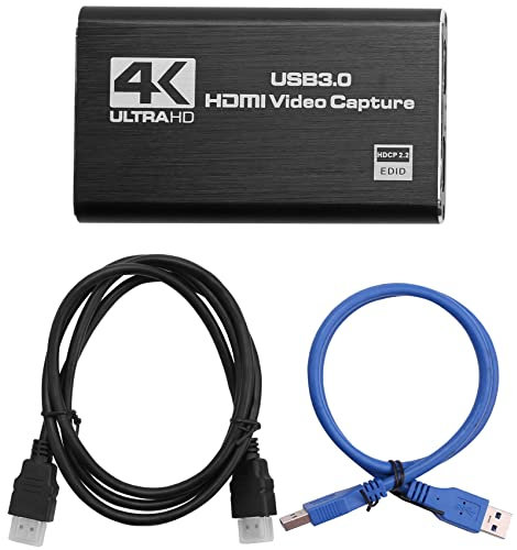 Pqahffowr Carte de Capture Audio VidéO, Adaptateur de Capture 4K USB 3.0 Convertisseur VidéO pour Le en Streaming, Enregistrement VidéO en Direct