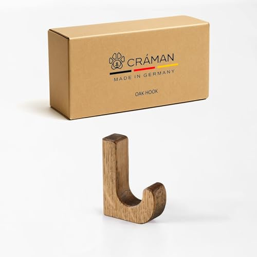 Craman Ein selbstklebender Handtuchhaken aus Holz, Keramikfliesen, Eiche, Kleiderhaken, Küchenhaken, modern, Heimdekoration, Geschenk, Hausdekoration, HSA Deutschland (dunkel, quadratische Kanten)