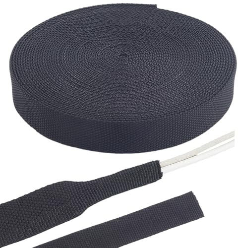 CALFOVERA Funda de Malla de Alambre de Poliéster Flexible de 10 m, 25mm de Ancho, Funda Trenzada, Tubo Expandible, Protector de Cable, Funda Negra para Arnés de Cableado, Organizador para Cable