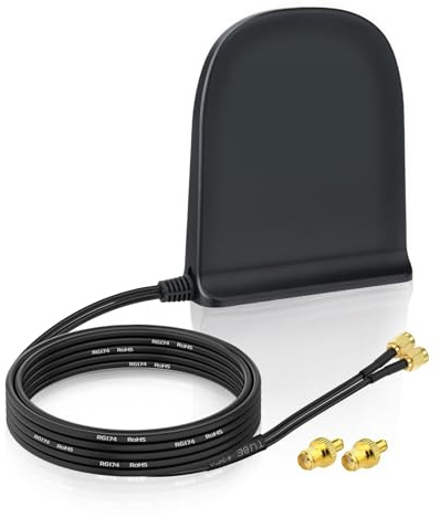 Eightwood 5G LTE 4G Antenne 10dBi SMA Stecker Dual Band MIMO Antenne mit Magnetfuß Omnidirektionalantenne + 2M Kabel für GSM Mobile Hotspot Router CPE Wildkamera Überwachungskamera IoT Smart Home