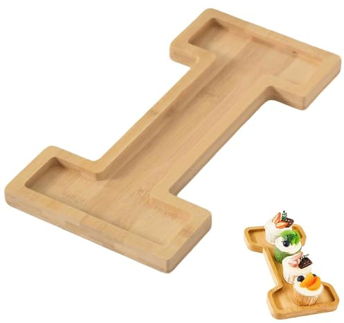 Hayaww Serviertablett aus Holz, für Aufschnitt, Tablett, Buchstabenform, für Snacks, Obstsalat, Dekoration zum Geburtstag (I)