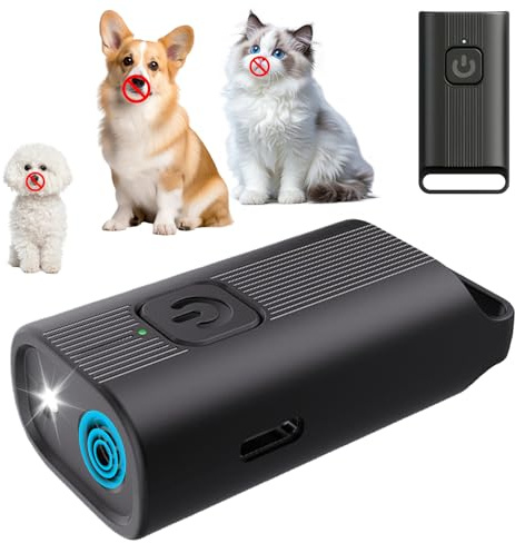 AXVRAV Antiskall ultraljudsenhet, LED-ljus ultraljud handhållen apparat anti-klocka apparat hundar, 50 FT lång räckvidd, anti-hund skällande för små medelstora stor hund, inomhus/utomhus användning