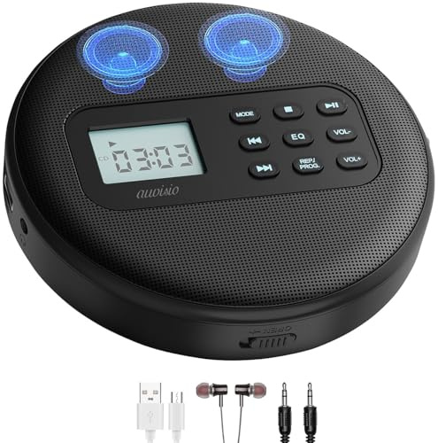 auvisio MP3: Tragbarer CD-Player mit Akku, Lautsprecher, Bluetooth, USB-Player, 5 W (Portabler CD, CDplayer, PC)