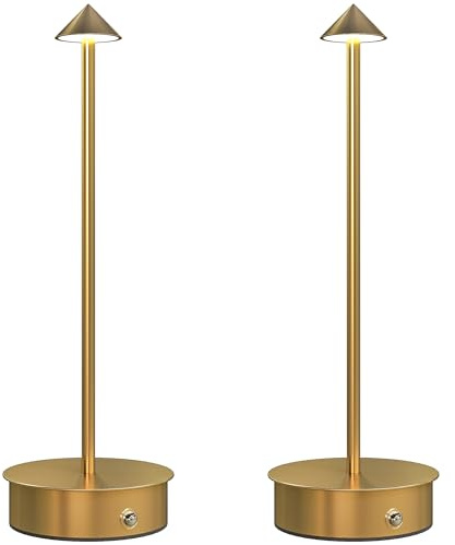 HOMCOM Juego de 2 Lámparas de Mesa Recargables por USB Regulables Dorado | Lámparas de Mesita de Noche, Control Táctil, 3000K/4500K/6000K, Luz LED Incluida, para Dormitorio Salón u Oficina