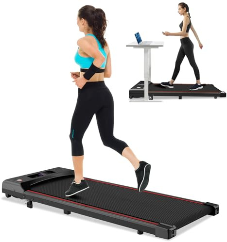 Tapis de Marche Inclinable, 3.0HP Tapis Roulant sans Guidon avec Télécommande, 6% Pente, 1-6 km/h, 120kg Max, Silencieux, pour Maison et Bureau