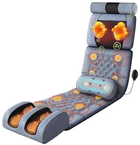 Ganzkörper Massagematte mit Wärmefunktion, Massagesitzauflage mit 10 Vibrationsmotoren, Veloursleder Elektrisches Massage Auflage für Nacken Schultern Rücken Taille Beine, Abnehmbar Separat Verwendbar