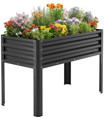 Hochbeet aus Metall, Verzinkter Stahl Rostfrei, 116x60x80 cm Hochbeet für Garten, Terrasse & Balkon, Pflanzkasten für Gemüse, Kräuter und Blumen, Langlebiges Pflanzbeet