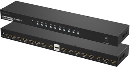 16-in 1-out HDMI Splitter - Synchronous Control, KVM Switch/Distributor, Seamless Switching For Multi-screen 4K Video Splitting, For Security Camera, Gaming Consoles