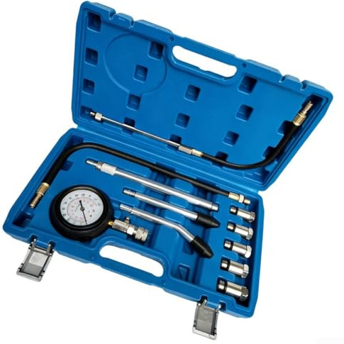 Springwillfly Medidor de compresión de motor de conexión rápida de 300 PSI con juego completo de adaptadores 18 x 1,5 14 x 1,25 12 x 1,25 10 x 1,0 y 16 mm para diagnósticos automotrices precisos