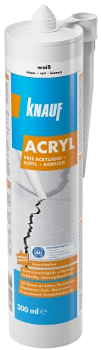 Knauf Maler-Acryl zum Abdichten von Dehnungs- und Anschluss-Fugen – umweltfreundliche Fugen-Masse zum Verfugen von Fenstern, Türen, Mauer-Werk, Putz, Beton, Rollladen-Kästen uvm., 300-ml, Weiß
