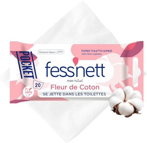 Fess'Nett papel higiénico húmedo de bolsillo flor de algodón 20 unidades