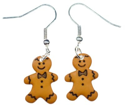 Boucles d'oreilles bonhomme en pain d'épices Miniblings Noël Cookie Noël hiver, 18mm, Plastique, Non connu