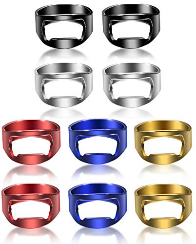 10 Unidades Anillo Abridor de Botellas Abridor de Botellas de Cerveza de Acero Inoxidable Abrebotellas del Dedo Colorido para el Partido Suministros de Regalo Familiar