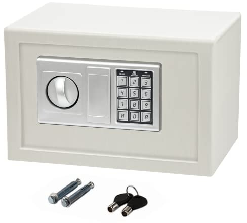 Heavy Duty Steel Digital Electronic Security Safe Home Office Money Safety Box By Crystals® (8.5L Electric Safe_White)