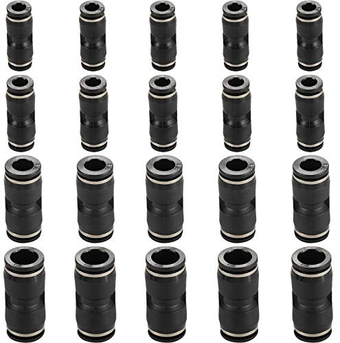 Jienk 20PCS Straight Push Connectors, Quick Release Pneumatic Air Line Fittings for 1/4 5/16 3/8 1/2 Tube Emergency Repair Your leaking Air Hose