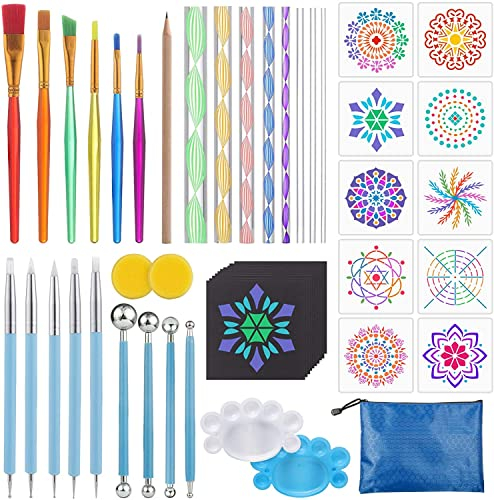Mandala Dotting Tools, Mandala Rock Punktierung Werkzeuge Mandala Steine Bemalen Set Malerei Dotting Tools Dot Painting Werkzeug für DIY Mandala Art Rock Leinwand Malerei Nail Art Handwerk (49 Stück)
