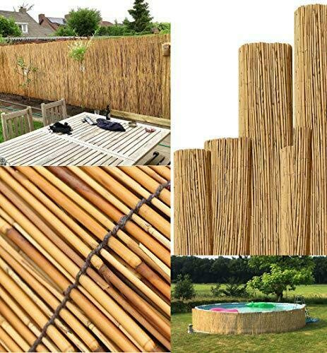 FlickBuyz Natural Peeled Reed Bamboo Garden Screening Privacy Fence Wide Panel Roll Sun Fencing (2m x 4m)