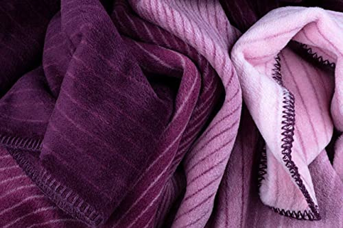 KOLTER Gestreifte Strawberry Cupcake Decke Lila Rosa Kuscheldecke
