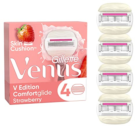 Gillette Venus Comfortglide Strawberry Edition Rasierklingen Damen, 4 Ersatzklingen für Damenrasierer