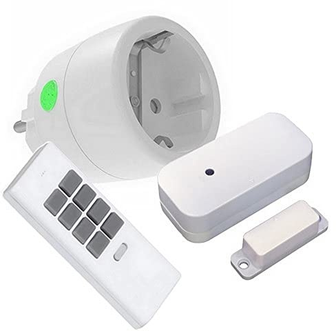 DIW-Funk Abluftsteuerung PA-513 SPARSET Fensterkontaktschalter DFM-2000 + PowerStecker DSR-2300 + 12-Kanal Hand-Sender DHS-12 kabellos für Dunstabzugshaube Kamin Ofen
