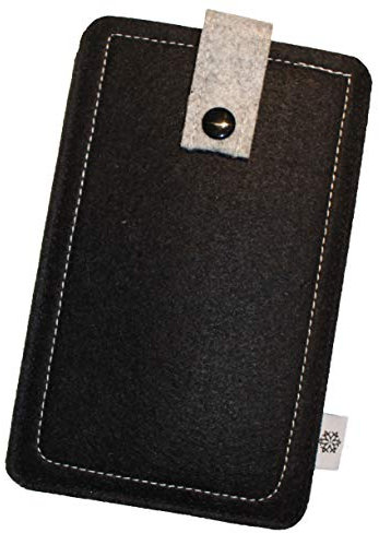 Davii Handy Filztasche kompatibel mit Nokia 6.2/7.2 mit Hülle, Handytasche Einsteck Etui mit Band, Robust, weich, Rundumschutz Schwarz - Big