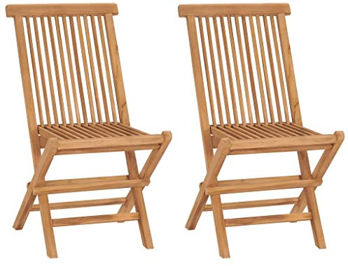 homiuse 47x60x89 cm Klappbare Gartenstühle 2 STK. Massivholz Teak Klappstuhl Holz Klappsessel Campingstuhl Klappbar Gartenstuhl-Set Balkonstuhl Relaxsessel für Garten Terrasse Modisch & Elegant