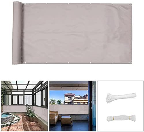 QINGLV Sichtschutz FüR Balkon 100x700cm, Balkonabdeckung Balkonsichtschutz Wind- Und Uv-Schutz Sonnenschutz Balkon Sichtschutz Seitlich FüR BalkongeläNder Terrasse -Hellgrau