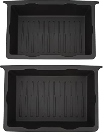 Aramox 2Pcs Under Seat Storage Box, Black Underseat Organizer Under Seat Storage Container Compatible with Tesla Model Y 2020‑2023