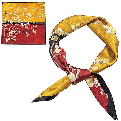 ZhaoCo Bufandas Cuadrado de 100% Seda de Morera, 66 x 66cm / 26 x 26 Pulgadas Pequeña Moda Suave Pañuelo Cuello Regalos para Mujeres (SS70-027)