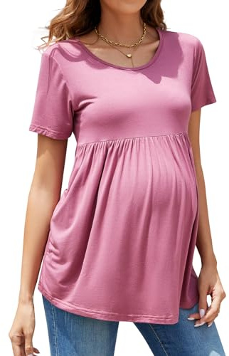 Brynmama Tops de Maternité pour Femmes Enceintes T-Shirts d'Été à Manches Courtes Vêtements Confortables pour la Grossesse