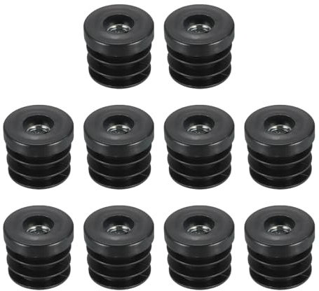 QUARKZMAN 10 Stück schwarz Einsätze für Rundrohre mit M10 Gewinde, für 30mm/1.18 Rohraußendurchmesser, Gewindebuchsen Kunststoff, für Rollen-Einsatz Stuhl Endkappen Möbelbein-Stecker