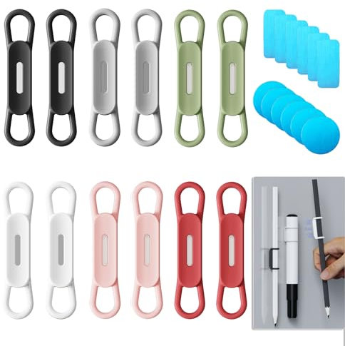 Freewindo Magnetischer Stifthalter für Kühlschrank, Silikon, Schließfach, Whiteboard, Schreibtisch, Klemmbrett - Trocken Abwischbar, 6 Farben