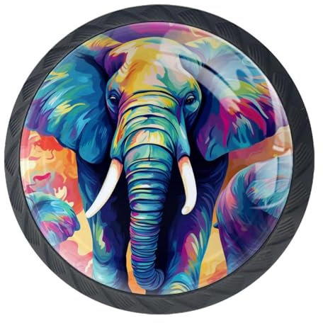 Luoweisi 4Pcs Drawer Knobs Elephant Paint Cabinet Knobs Cupboard Handles Hardware Round Mushroom Door Pull Handle for Cabinet Wardrobe Drawer Bedroom Bathroom Furniture