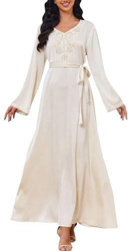 Solide Satin-Robe Für Damen Mit Bischofsärmeln Abaya Kleid Islamisches Maxi Afrikanisches Kaftan Türkei Islam Kleid Afrikanischer Kaftan Islam Dubai Türkei Kleidung Gebetskleidung Islam