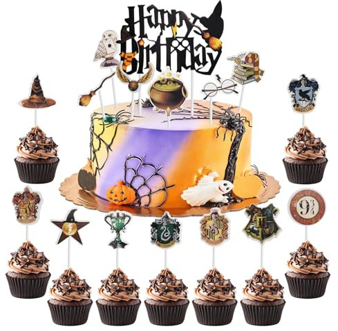Tortendeko,16 Stück Happy Birthday Tortendeko Geburtstagsdeko Kuchen Deko Cake Topper Tortenaufleger Cupcake Toppers,für Kinder Mädchen Jungen Geburtstag Geburtstagsfeier Hochzeiten