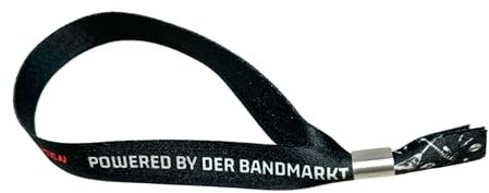 DER BANDMARKT Personalisierte Einlassbänder – Zugangskontrolle mit Stil – Sicher & Komfortabel – Individuell gestaltbar – Ideal für Events & Festivals - Mit Logo und Text (Textilarmbänder, 100 Stk)