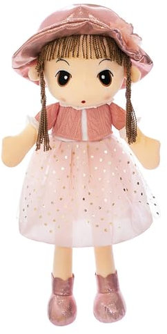 JIAHG Weiche Puppe Kinder Plüschpuppe Mädchen Kuschelpuppe Baby Stoffpuppe zum Spielen und Kuscheln, Spielzeug Püppchen, Geschenk zur Geburt und Taufe,45cm