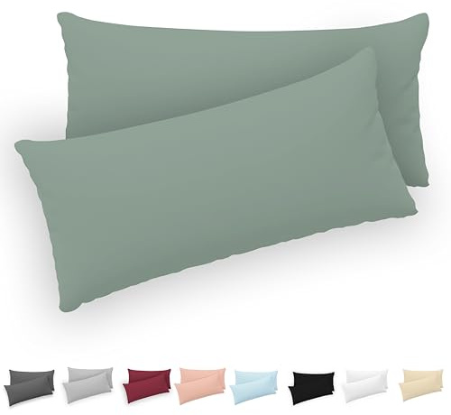 Twinzen - Kissenbezug 40 x 80cm - 2er Set - 100% Baumwolle - Grün | Oeko-Tex zertifiziert · mit Reißverschluss · Kopfkissenbezug & Kissenhülle · Jersey · 150 g/m² · Weich · Waschbar