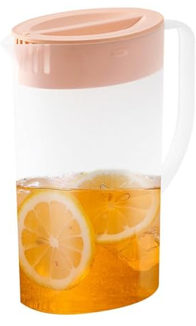 Kunststoffkrug Mit Deckel, 1L/2L Kühlschrankkrug, Durchsichtige Wasserkaraffe Aus Kunststoff, Getränkebehälter Für Heißes/kaltes Wasser, Tragbarer Wasserkocher Für Saftlimonade
