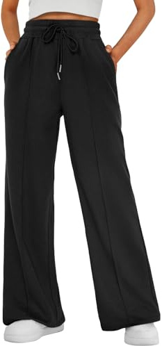 AUTOMET Womens Wide Leg Sweatpants Baggy Lounge Travel Cargo Pants Fall Fashion Outfits 2026 Winter Clothes Joggers Black M