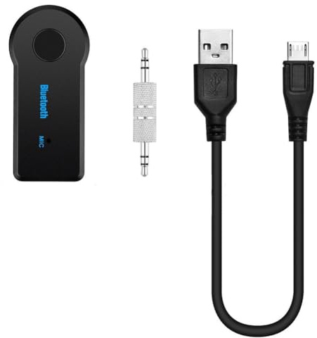 JANZU Récepteur Bluetooth sans 2 en 1 Adaptateur de Musique Audio Auxiliaire 3,5 mm avec Fonctionnalité Mains Connectivité USB BT
