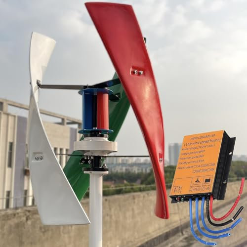 ZHOZHUT 2000W-2500W Turbina Eólica 12V / 24V / 48V Aerogenerador Portátil Doméstico con Controlador MPPT, Turbina Eólica Vertical De Levitación Magnética Vertical para Exterior Jardín Barco,2000w,12V